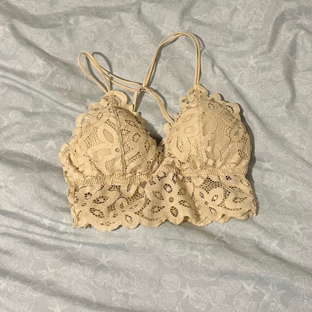 White cream floral bralette crop top